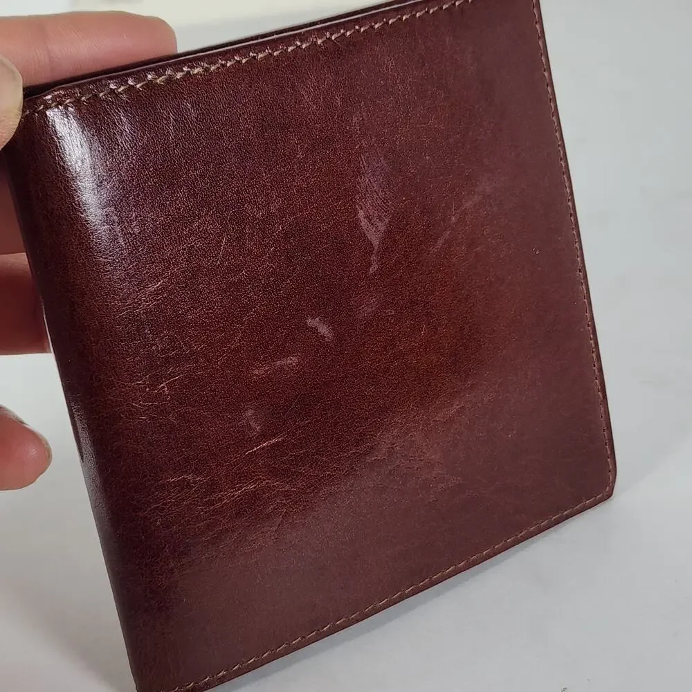 Bosca Men's Old Full Grain Leather Brown Slim Bifold Wallet